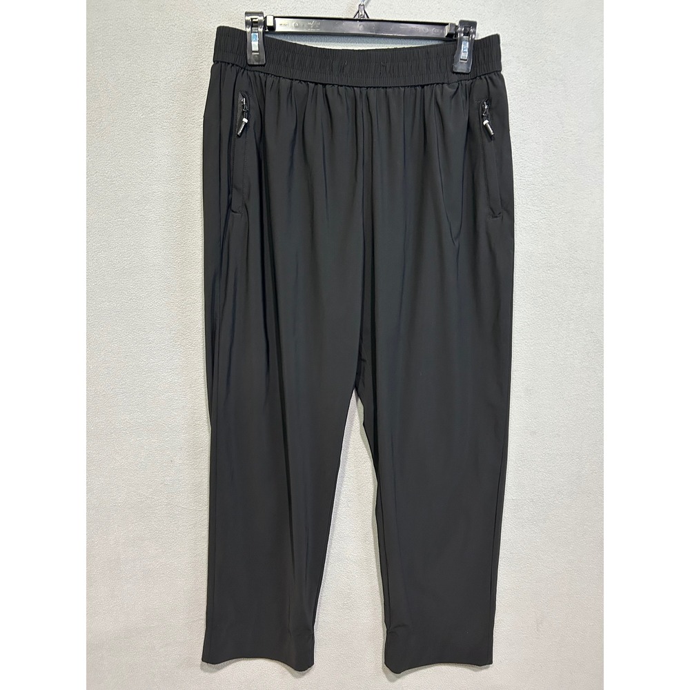 Black Athletic Jogger Pants Womens Medium Zipper Pockets Ankle Length